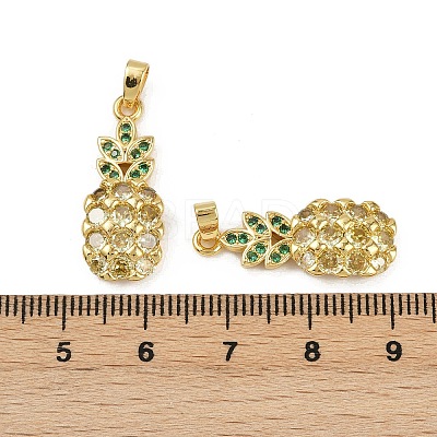 Brass Micro Pave Cubic Zirconia Pendants KK-C093-27B-G-1