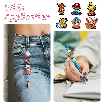 12Pcs 12 Styles Cattle Food Grade Silicone Focal Beads SIL-TA0002-42-1