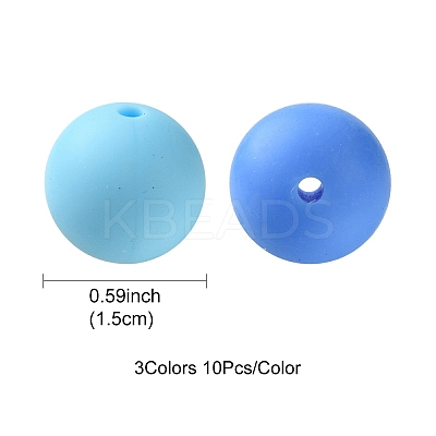 30Pcs 3 Colors Silicone Beads Round Rubber Bead 15MM Loose Spacer Beads for DIY Supplies Jewelry Keychain Making SIL-FS0001-01D-1