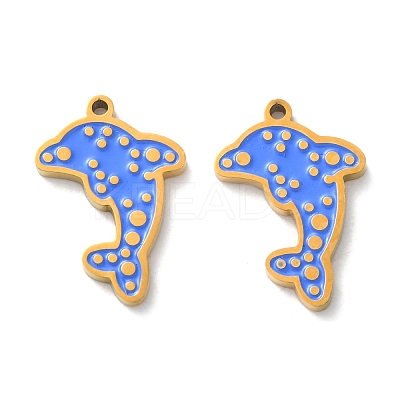 Ion Plating(IP) 304 Stainless Steel Enamel Pendants STAS-M102-12A-G-1