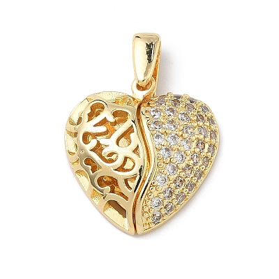 Brass Micro Pave Cubic Zirconia Openable Pendants KK-Z143-04G-03-1