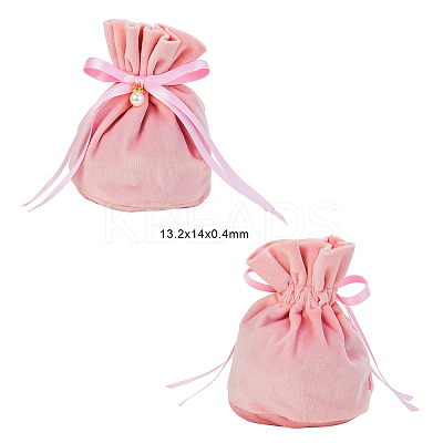 Velvet Jewelry Bags with Drawstring & Plastic Imitation Pearl LS-TP-CJC0001-03G-1
