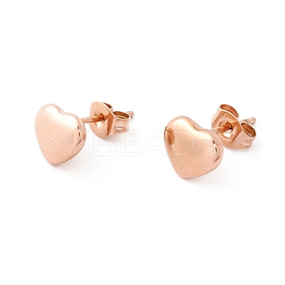 6 Pairs 304 Stainless Steel Heart Stud Earrings for Women EJEW-A067-21-1