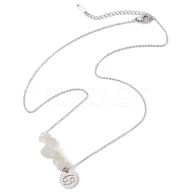 Natural White Moonstone Chip & Constellation Pendant Necklaces NJEW-JN05084-04-1