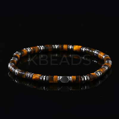 Natural Yellow Tiger Eye Beads Stretch Bracelet for Men IN5542-1