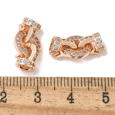 Brass Clear Cubic Zirconia Fold Over Clasps KK-Q019-07RG-1