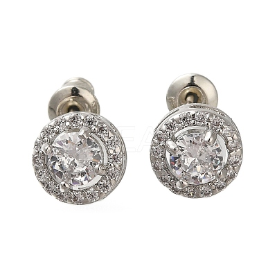 Rack Plating Brass Micro Pave Cubic Zirconia Earrings EJEW-I304-19P-1
