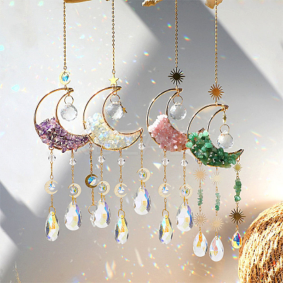 Crystal Chandelier Glass Teardrop Pendant Decorations HJEW-PH01778-03-1