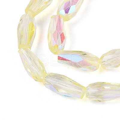 AB Color Plated Transparent Glass Teardrop Beads Strands EGLA-T029-08D-1