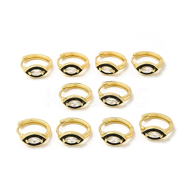 Enamel Horse Eye Hoop Earrings with Clear Cubic Zirconia EJEW-E270-05G-1