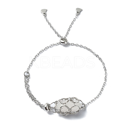 Tarnish Resistant Adjustable 304 Stainless Steel Macrame Pouch Bracelet Making for Stone Holder AJEW-JB01191-02-1