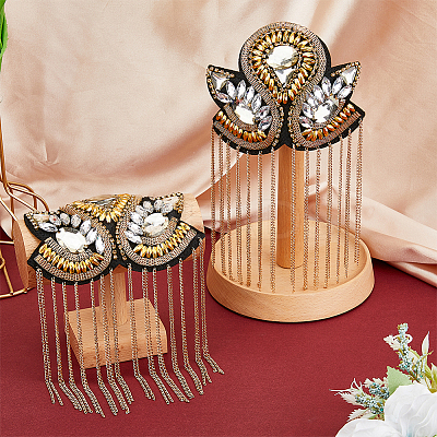 2Pcs Iron & Felt Fashion Tassel Epaulette AJEW-FH0004-04B-1