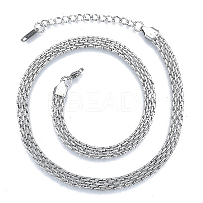 Non-Tarnish 304 Stainless Steel Mesh Chains Necklace for Men Women LS-NJEW-N052-03P-1