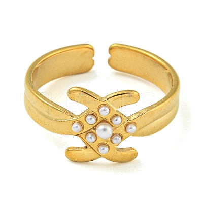 Ion Plating(IP) 304 Stainless Steel Cuff Open Rings RJEW-K283-02G-1