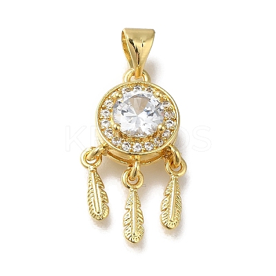 Rack Plating Brass Micro Pave Cubic Zirconia Pendants KK-G500-28G-05-1