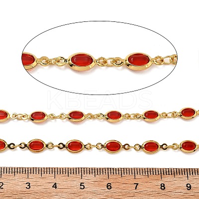 Brass Glass Oval Link Chains CHC-R001-02G-01-1