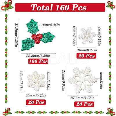 160Pcs 4 Styles Christmas Theme Opaque Resin Cabochons RESI-SC0005-80A-1