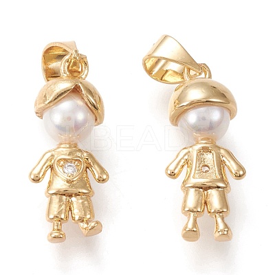 Brass Micro Pave Clear Cubic Zirconia Pendants ZIRC-I045-02G-1