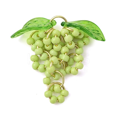 Glass Seed Beads & 304 Stainless Steel Jump Ring Pendants PALLOY-MZ01343-01-1