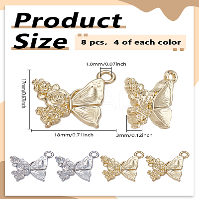 8Pcs 2 Colors Plating Alloy Pendants FIND-LP0005-66-1
