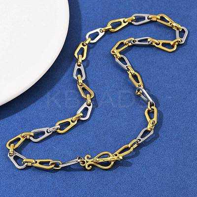 Two Tone 304 Stainless Steel Teardrop Link Chain Necklaces NJEW-C092-02GP-1