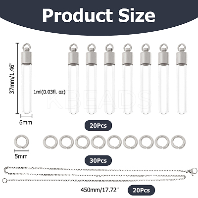 DIY 304 Stainless Steel & Glass Bottle Pendant Necklace Making Kits DIY-HS0001-51P-1