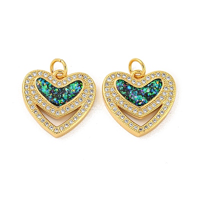 Valentine's Day Brass Micro Pave Cubic Zirconia with Synthetic Opal Pendants KK-D096-02C-G-1