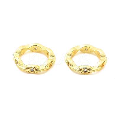 Brass Micro Pave Clear Cubic Zirconia Bead Frame KK-H495-03G-1