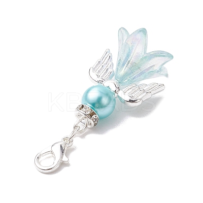 2Pcs 2 Colors Wedding Season Angel Glass Pearl & Acrylic Pendant Decorations HJEW-JM01917-1
