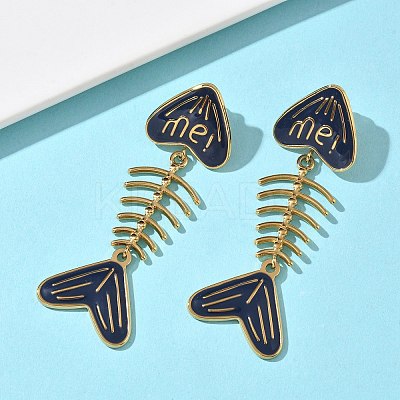 304 Stainless Steel Enamel Dangle Stud Earrings for Women EJEW-L315-06G-01-1