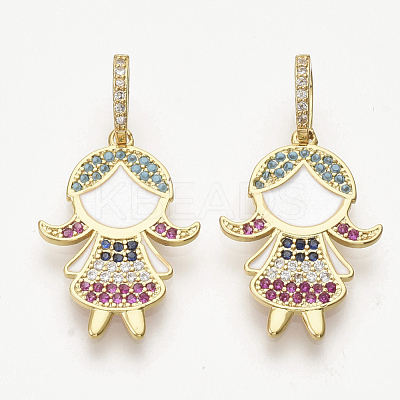 Brass Micro Pave Cubic Zirconia Pendants ZIRC-T012-36G-1