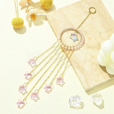 Glass Star Pendant Decorations HJEW-JM01113-02-1