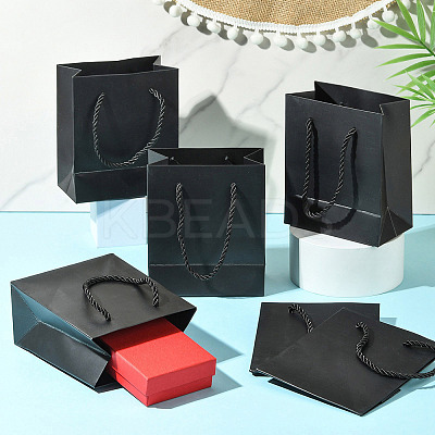 6Pcs Rectangle Paper Gift Storage Bags with Ribbon Handles ABAG-TA0001-65A-1