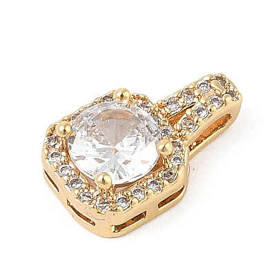 Brass Micro Pave Clear Cubic Zirconia Pendants KK-R219-35G-1