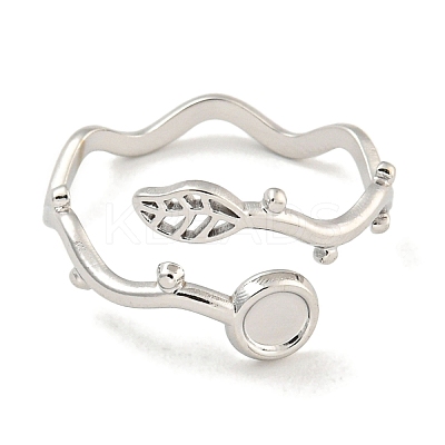 Non-Tarnish 304 Stainless Steel Cuff Finger Ring Components STAS-P365-28P-1