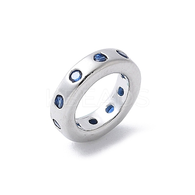 Brass Micro Pave Cubic Zirconia European Beads KK-K399-14P-1