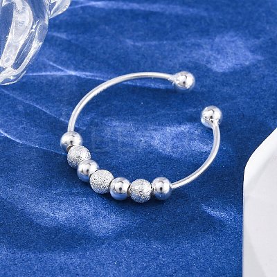 Rotatable 925 Sterling Silver Open Cuff Rings RJEW-S624-06S-1