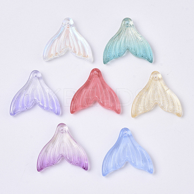 Transparent Spray Painted Glass Pendants X-GLAA-S190-009A-1