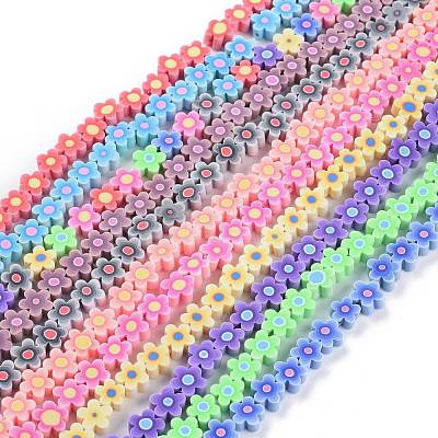 Handmade Flower Polymer Clay Beads Strands CLAY-M003-07-1