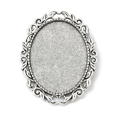 Vintage Tibetan Alloy Brooch Cabochon Bezel Settings X-PALLOY-O037-08AS-1