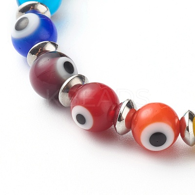 Handmade Evil Eye Lampwork Beaded Stretch Bracelets BJEW-JB06467-1