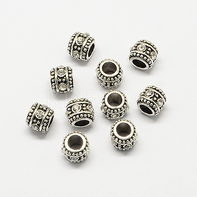 Alloy Rhinestone Rondelle Large Hole European Beads MPDL-R036-27B-1