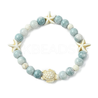 Synthetic Turquoise Beaded Stretch Bracelets for Women BJEW-TA00574-02-1