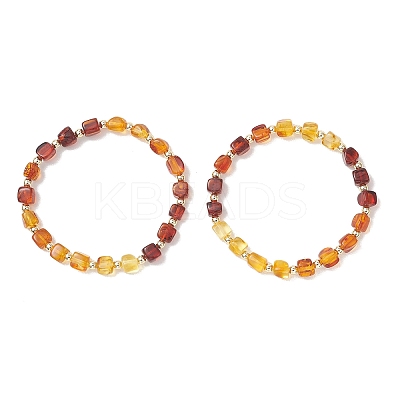 Natural Amber Beads Stretch Bracelets for Women BJEW-JB13255-1