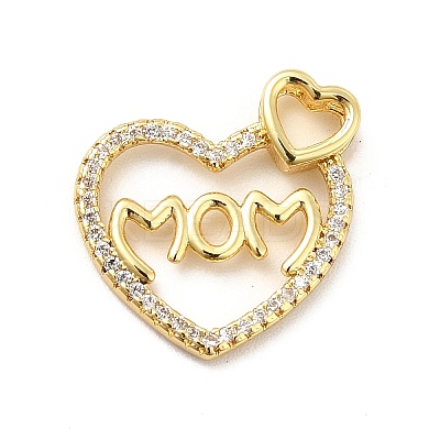 Rack Plating Brass Micro Pave Cubic Zirconia Pendants KK-K270-28G-1