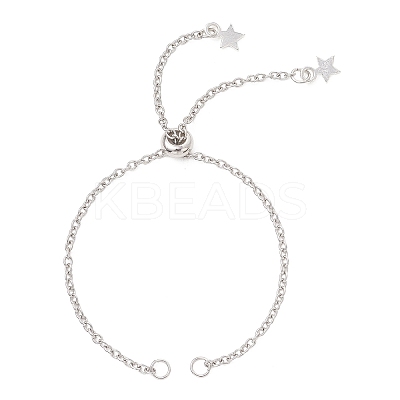 2Pcs 2 Styles 2.5MM 304 Stainless Steel Cable Chain Slider Bracelet Makings AJEW-JB01522-1