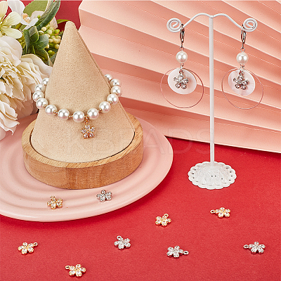 12Pcs 2 Styles Rack Plating Brass Cubic Zirconia Charms ZIRC-BBC0002-73-1