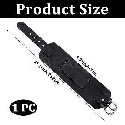 1Pc Vintage Punk Rock Style Wide Leather Cord Wristband Bracelets for Unisex BJEW-CL0001-17A-1