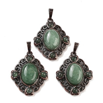 Natural Green Aventurine Rhombus Pendants G-K363-02R-01-1