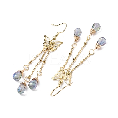 Golden 304 Stainless Steel Butterfly Chandelier Earrings EJEW-JE05731-1